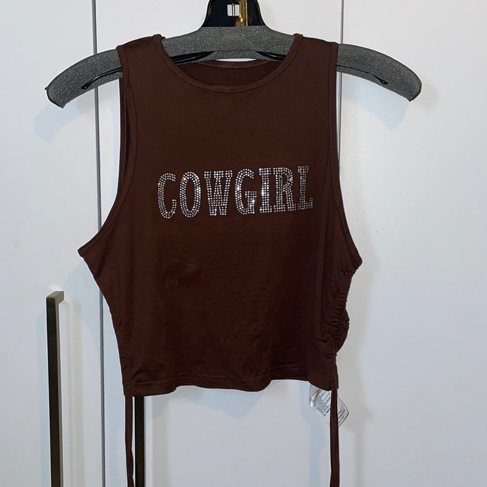 Ruched side Crop Top with rhinestones